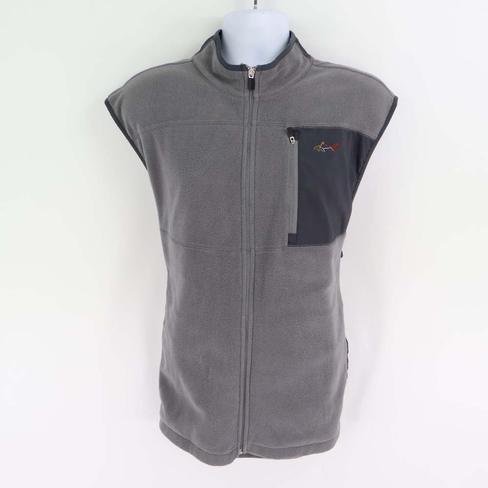 Greg Norman for Tasso Elba Full Zip Vest Mens L Gray Fleece Pockets Super Soft